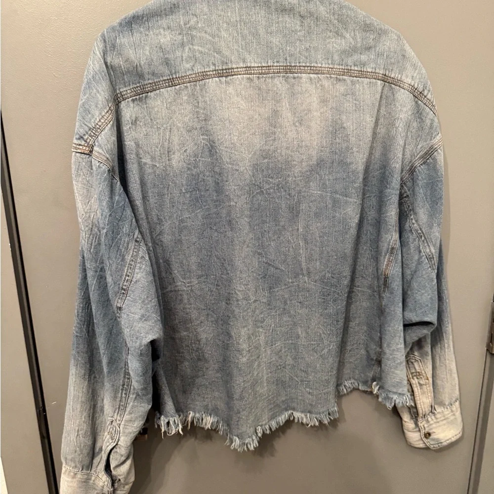 Washed Light Blue Denim Button-Down Shirt - Picture 2 of 3